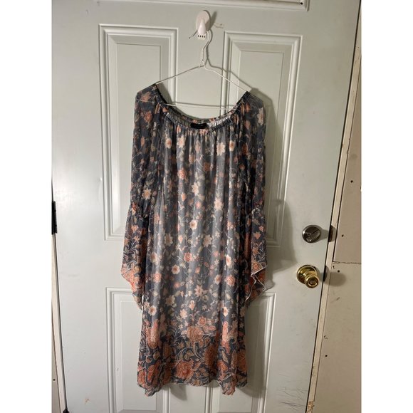 Love Ryan Los Angeles woman’s split bell sleeved lined sheet floral midi dress - Picture 1 of 5